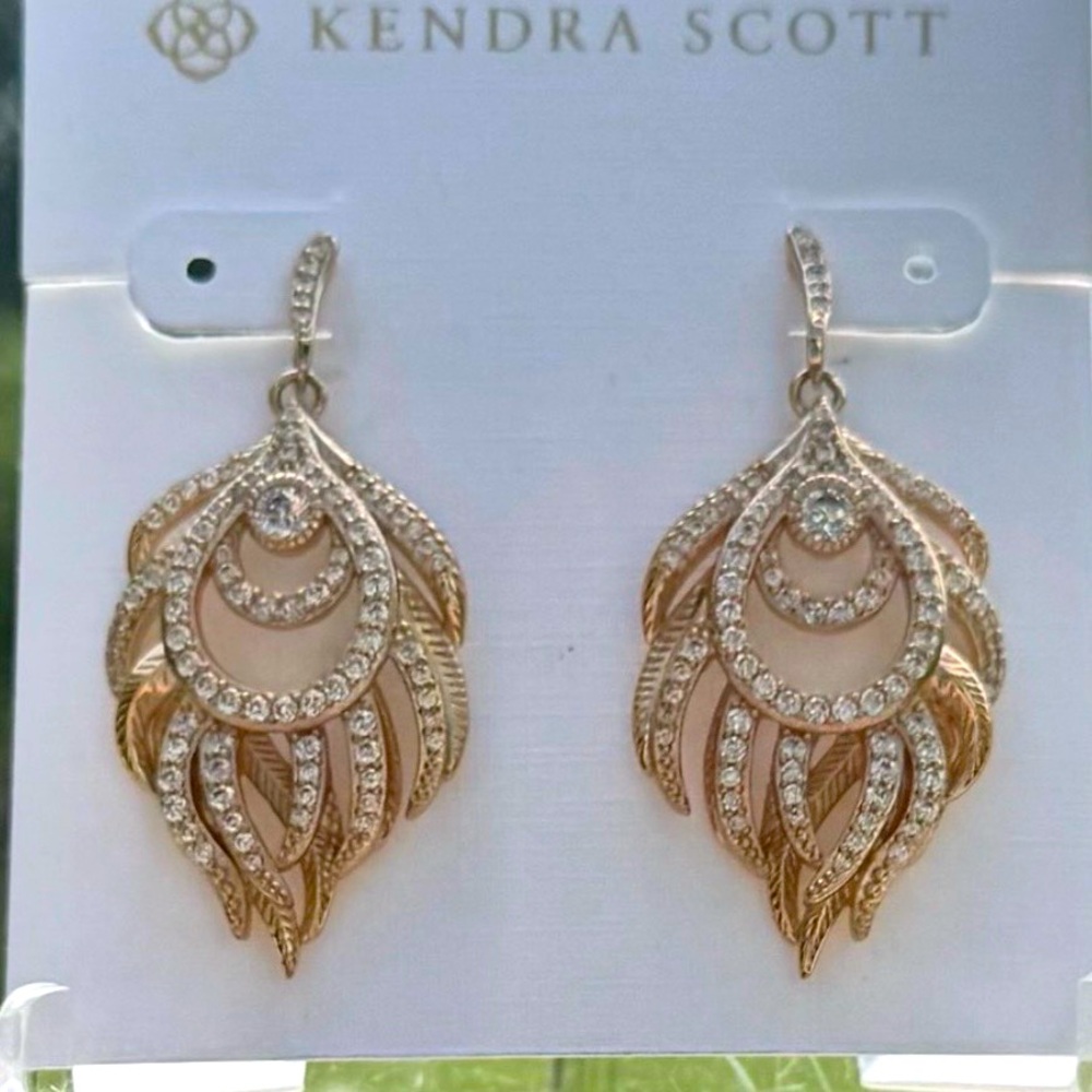 ꥟Kendra Scott꥟ Emilia Earrings Pavé Rose Gold | Rare Retired Statement Dangle